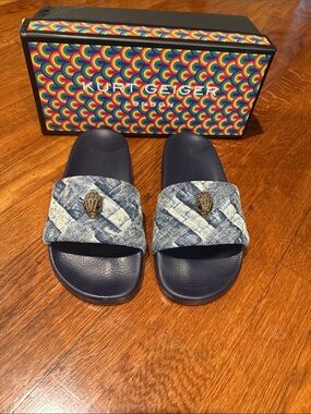 Kurt Geiger Meena Eagle Denim Slides
